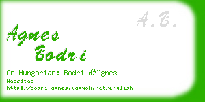 agnes bodri business card